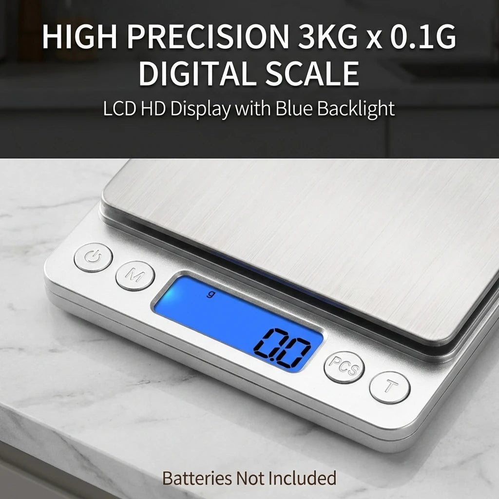 Digital Kitchen Scale 3000g/0.1g with LCD Display, Mini Jewelry Pocket Food Scale for Home Use