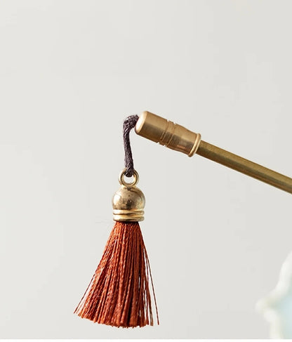 1pc Ceramic Tea Strainer - Blue & White Umbrella Design with Tassel, Compact for Office/Home Decor,for Kung Fu Tea Sets