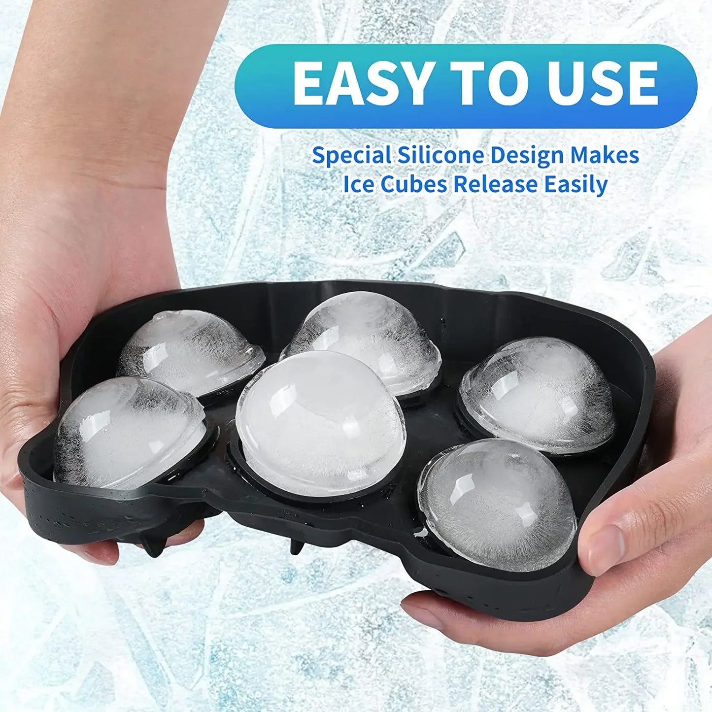 3PCS/Lot Silicone Whiskey Ice Ball Mold Large Ball Maker Mold, Round Sphere, Square Ice Cube Tray，Hole+Grid Square+37 Honeycomb